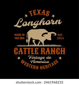 Western Texas Longhorn Angus Cow Bull Cattle Ranch Logo