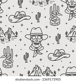 Western Theme Vector Seamless Pattern. Wild west seamless Repeat Design. Boho Seamless Pattern 