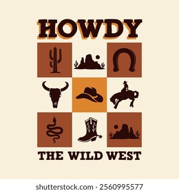 Western Themed Vector Graphic. Perfect for apparel prints, t-shirts, stickers, posters, and other uses.