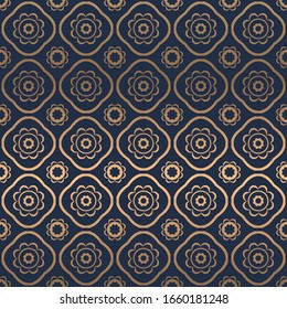 Western tiles pattern geometric pattern. A seamless vector background. gold and blue ornament. Graphic modern pattern. Simple lattice graphic design.