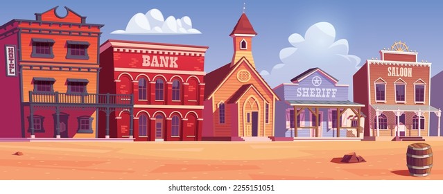 Western town street , vector illustration