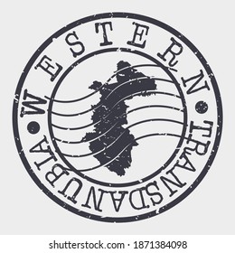 Western Transdanubia, Hungary Map Postmark. Silhouette Postal Passport. Stamp Round Vector Icon. Vintage Postage Design.