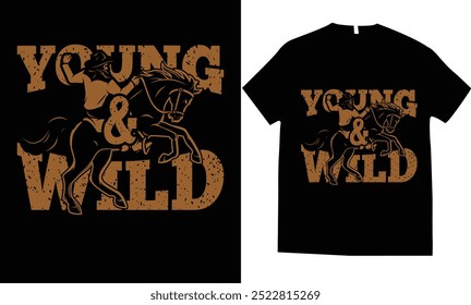 Western tshirt design young and wild 