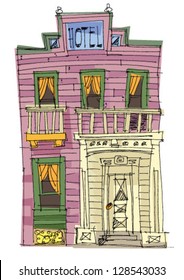 western vintage hotel - cartoon