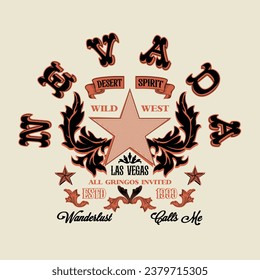 Western vintage wild west desert slogan design