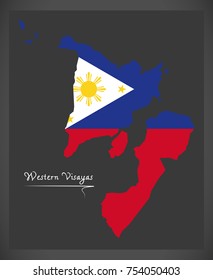 Western Visayas map of the Philippines with Philippine national flag illustration