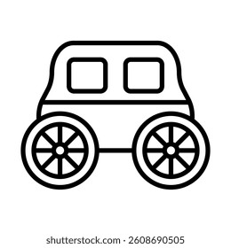 Western Wagon Vector Line Icon Design