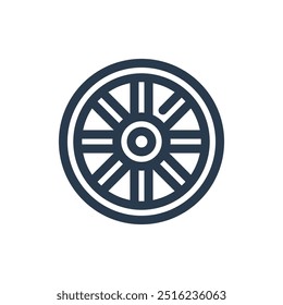 Western Wagon Wheel Vector Icon Illustration