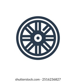 Western Wagon Wheel Vector Icon Illustration