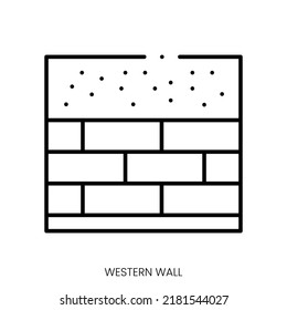 western wall icon. Linear style sign isolated on white background. Vector illustration