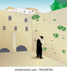 Western Wall /vector illustration of Landmark at Jerusalem