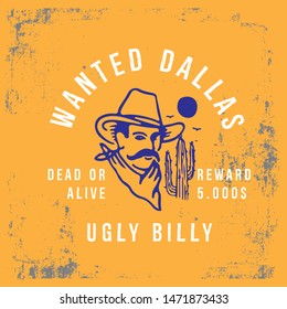 Western Wanted Vintage Tshirt Graphic 
