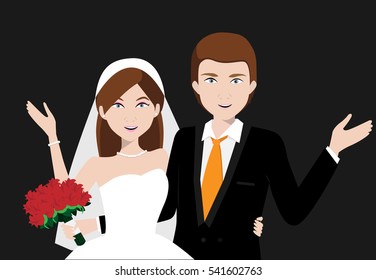 western wedding couple.vector illustrator