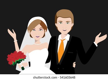 western wedding couple.vector illustrator