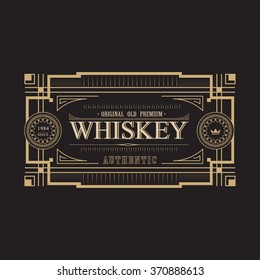 Western Whiskey Label Vintage Old Package Design. Handcrafted Beer Retro Label. Art Deco Geometric Shape Design 