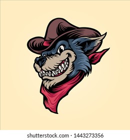 western wolf head mascot logo