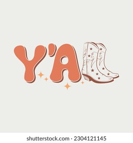 Western Y'all Cowboy Boots SVG Design svg