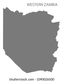 Western Zambia region map grey illustration shape