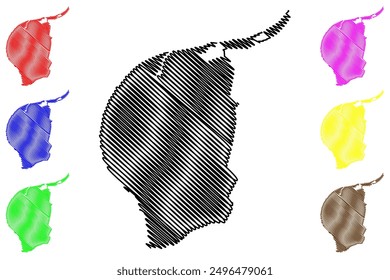 Westervoort municipality (Kingdom of the Netherlands, Holland, Gelderland or Guelders province) map vector illustration, scribble sketch Westervoort map