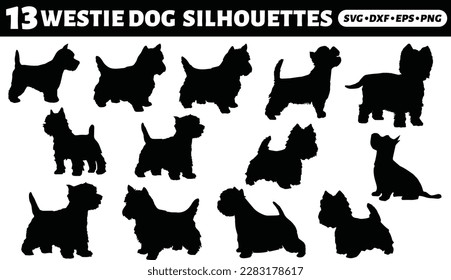 Westie Dog Silhouettes Bundle Silhouettes Bundle