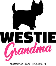 Westie Grandma silhouette in black