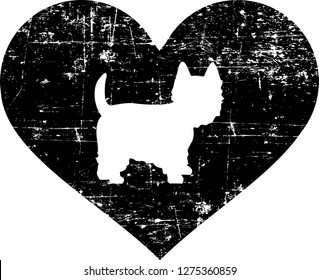 Westie silhouette in black heart