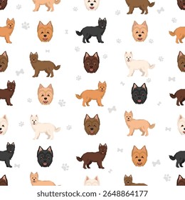 Westiepoo Clipart. West Highland White Terrier Poodle mix. Diferentes cores de casaco definido.  Ilustração vetorial