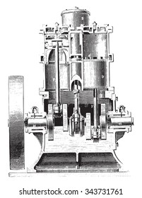 Westinghouse Motor. Cup cylinders, vintage engraved illustration. Industrial encyclopedia E.-O. Lami - 1875.
