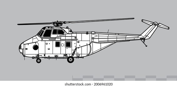 Westland Whirlwind HAR.10. Vector drawing of multirole helicopter. Side view. Image for illustration and infographics.