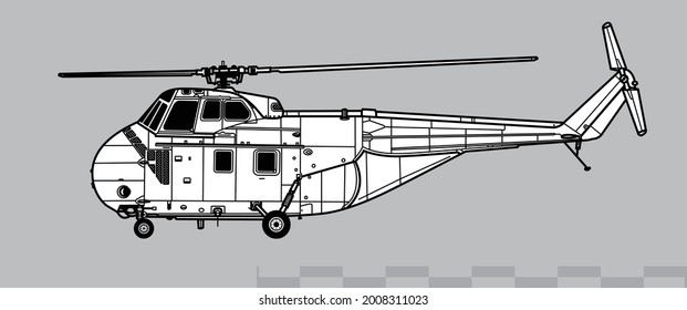 Westland Whirlwind HAR.5. Vector drawing of multirole helicopter. Side view. Image for illustration and infographics.