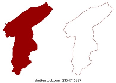 Stadtbezirk Westlich Raron (Schweiz, Schweizerische Eidgenossenschaft, Kanton Wallis), Vektorgrafik, Skizze Bezirk Westlich Raron Karte