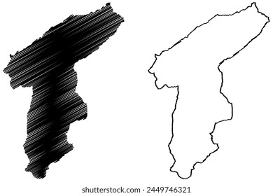 Bezirk Westlich Raron (Schweiz, Schweizerische Eidgenossenschaft, Kanton Wallis oder Wallis) Vektorillustration, Skizze des Bezirks Westlich Raron