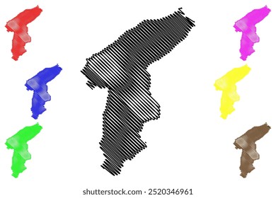 Westlich Raron District (Schweiz, Schweizerische Eidgenossenschaft, Kanton Wallis oder Wallis) Karte, Vektorgrafik, Skizze Bezirk Westlich Raron Karte