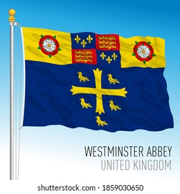 Westminster Abbey Banner Flag, United Kingdom, Vector Illustration