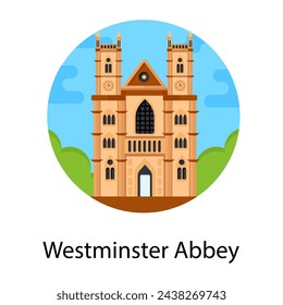 A westminster abbey in flat rounded icon