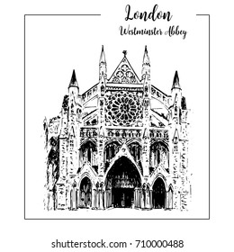 Westminster abbey hand drawn sketch illustration.