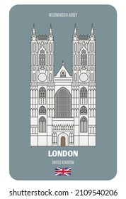 Westminster Abbey In London, UK. Architectural Symbols Of European Cities. Colorful Vector 