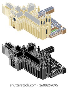 Westminster abbey in perspective view and without outline