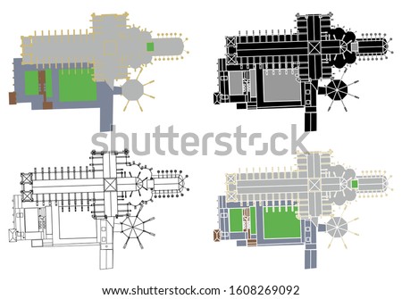 Westminster abbey in top view