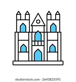 Westminster Abbey Vector Filled outline illustration style icon