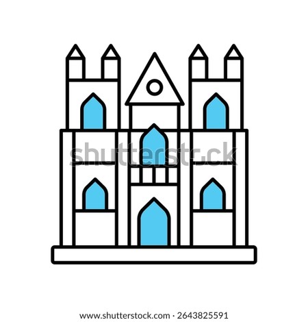 Westminster Abbey Vector Filled outline illustration style icon