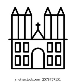 Westminster Abbey Vector Line Icon Design