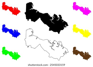 Westmoreland County, Commonwealth da Virgínia (EUA, Estados Unidos da América, EUA, EUA) mapa ilustração vetorial, esboço de rabisco Mapa de Westmoreland