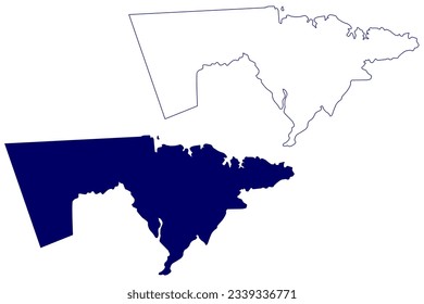 Westmorland County (Canadá, Provincia de New Brunswick, Norteamérica) mapa de ilustración vectorial, dibujo de garrapatas mapa de Westmorland