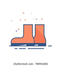 Wet boots icon in outlined flat color style. Vector illustration.