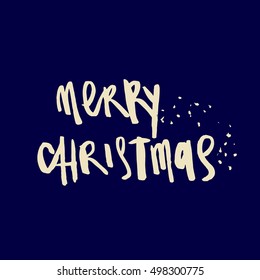 Wet brush watercolor lettering Merry Christmas. Can be used for print: bags, t-shirts, home decor, posters, cards, and for web: banners, blogs, advertisement.