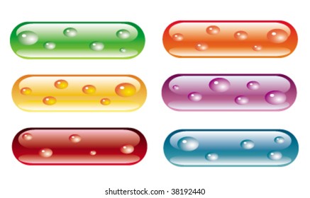 Wet buttons - glossy button set with water drops on them