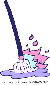 wet cartoon mop in bright neon colors