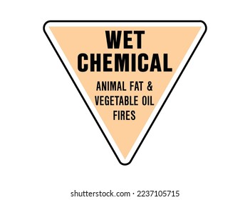 Wet Chemical - Signo de triángulo de extinción de incendios - Grasa animal, incendios de aceite vegetal, peligros, signo de protección contra incendios