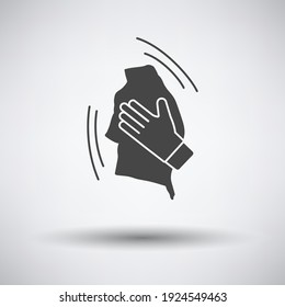 Icono De Limpieza De Calor. Gris oscuro sobre fondo gris con sombra redonda. Ilustración vectorial.